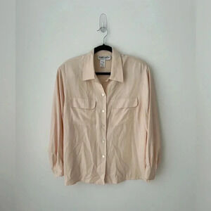 Vintage 100% silk blouse light peach cream color